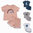 thumbnail image 4 of TOWED22 Infant Toddler Baby Girl Summer Clothes Bow Embroidery Short Sleeve T Shirts Top Shorts 2 Piece Summer Outfits Set Red,12-18 M, 4 of 9