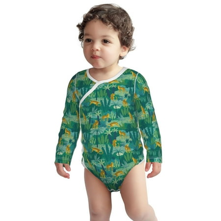 

Fotbe Jungle Leopard Pattern Unisex-baby Long-sleeve Bodysuit Long Sleeve Bodysuits One-piece 100% Organic Cotton for Infant Baby Boys Unisex-2 Years