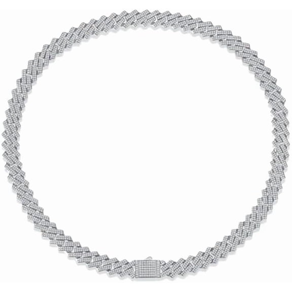 14MM Moissanite Necklace for Men 925 Sterling Silver Moissanite Chain Lab Grown Diamond Necklace Boyfriend Diamond Chain for Lady Women Lab Created Diamond Chain Groom