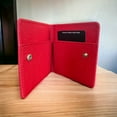 thumbnail image 2 of Genuine Leather Bifold Snap Credit Card Holder Wallet, RED, 2 of 3