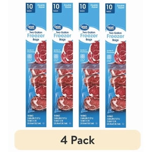 Great Value Double Zipper 2 Gallon Freezer Bags, 40 Count