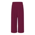 thumbnail image 5 of Audhol Capri Work Pants for Women! Womens Pants Casual Cropped Elastic Waist Summer Trousers 3/4 Length Pant with Pockets Wide Leg Capri Pants for Women Red S, 5 of 6