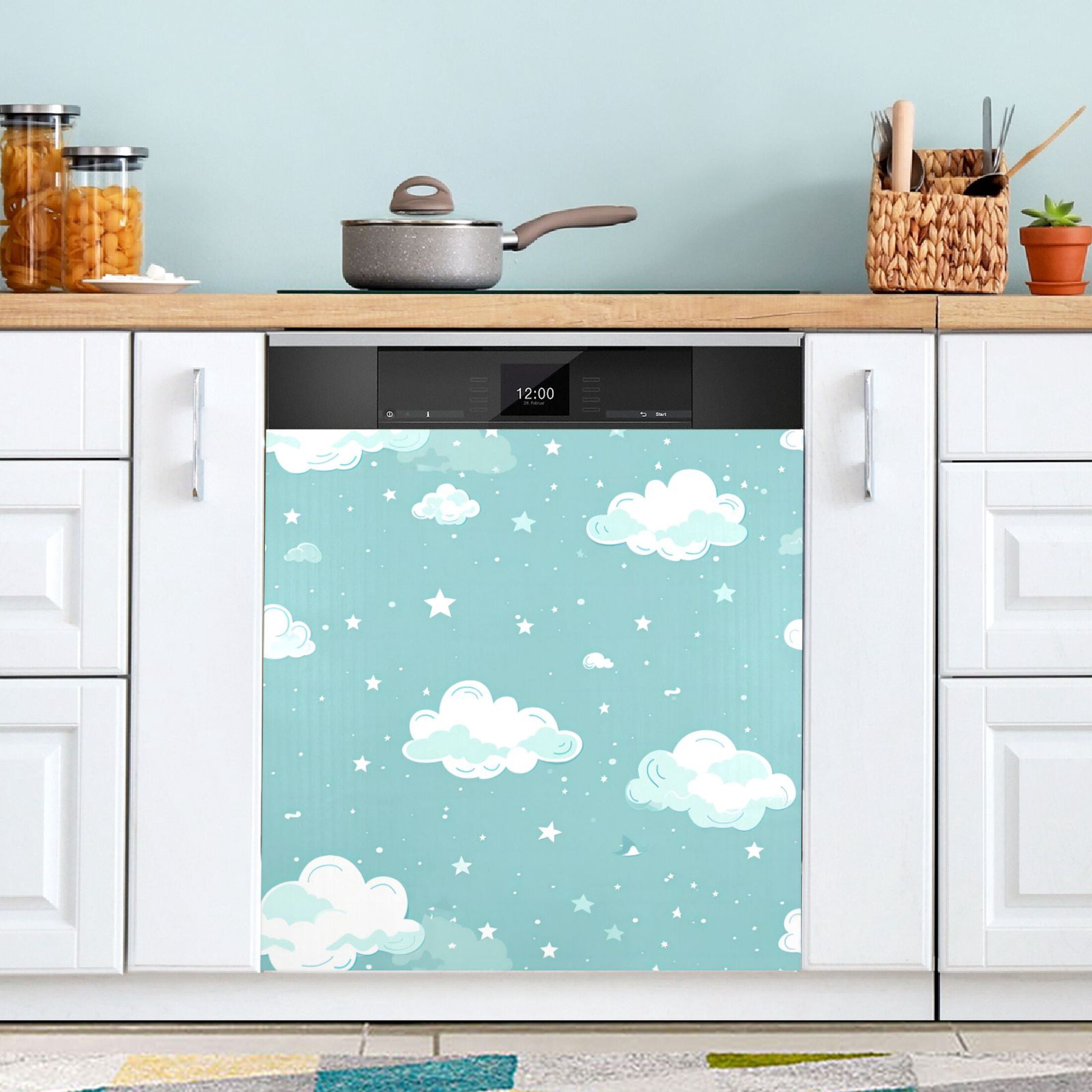 Dishwasher Magnetic Sticker 23x26 Inch Refrigerator Magnetic Sticker Washing Machine Magnetic Sticker Kitchen Panel Magnetic Sticker Home Decor Cute Cartoon Cloud