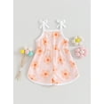 thumbnail image 3 of Toddler Baby Girl Summer Outfit Floral Romper Tie-Up Strap Halter Jumpsuit Infant Summer Sling One Piece Bodysuit, 3 of 7