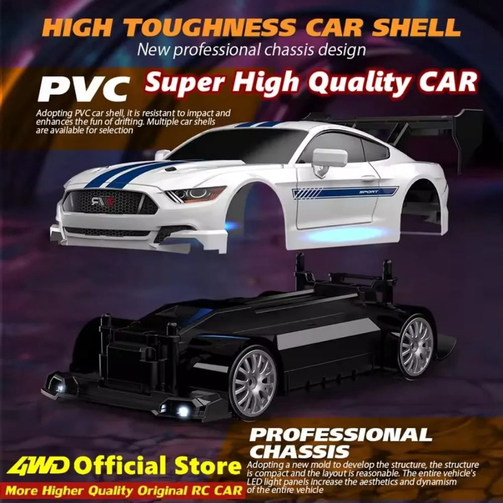 ATJIA RC Drift Car 1:24 Remote Control Cars 2.4GHz 4WD High Speed 30 KM/H Drift RC Cars with LED Light and Drifting Tires Racing Car