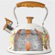 thumbnail image 1 of Hervidor de agua con silbato fuerte, tetera de acero inoxidable con mango de madera para cocina eléctrica, ideal para picnic, barbacoa y senderismo., 1 of 8