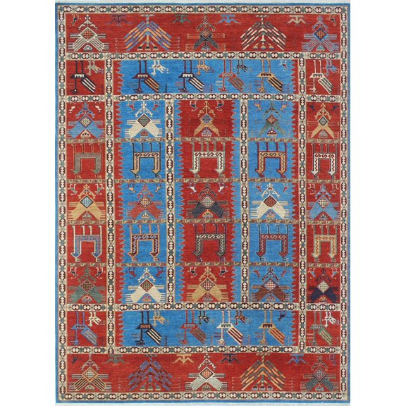 Aria Hafifa Blue/Rust Rug, 9'1" x 11'11"