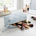 thumbnail image 6 of Quilted Large Capacity Travel Portable Carrying Case Casual Hair Tools Travel Bag for Women Girls Work Shopping Vacation Daily (Blue flower), 6 of 10