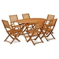 thumbnail image 1 of Pemberly Row Traditional 7-piece Wood Patio Furniture Set in Natural Oil, 1 of 6