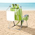 thumbnail image 6 of Lightweight Folding Camping Beach Chair with 5 Positions, Portable Backpack Beach Chair with Cooler Pouch, Towel Bar, Cup Holder, Pocket, Aluminum Reclining Chairs, Support 220LBS, Green Stripes, 6 of 7