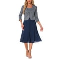 thumbnail image 2 of INSPIRE CHIC Dress Suit Sets for Women's 2pcs Contrast A-Line Flowy Dresses Sequin Jacket, 2 of 5