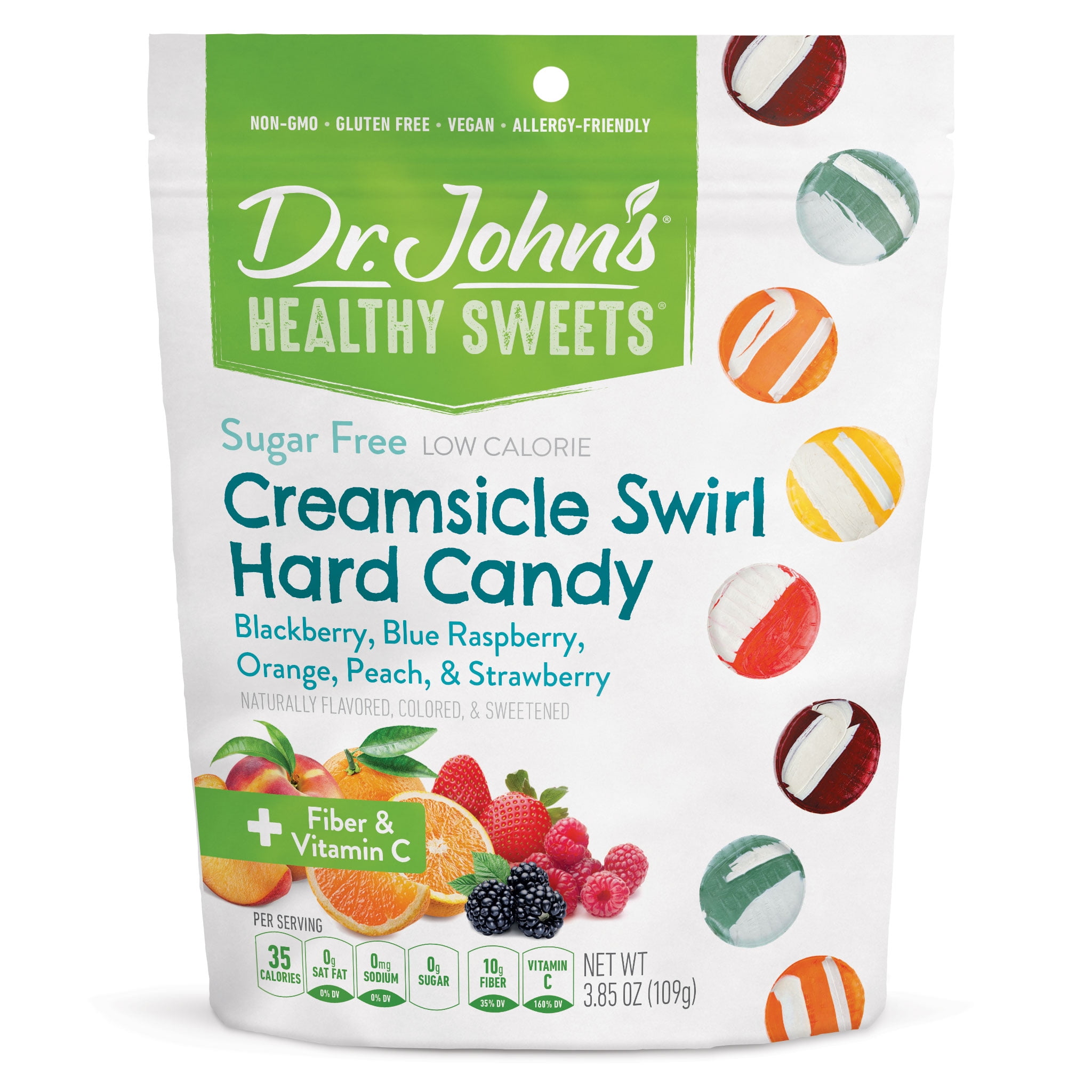 Dr. John's Healthy Sweets Sugar Free Creamsicle Swirl Hard Candies (24