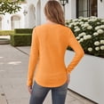 thumbnail image 5 of Wlynlyn Long Sleeve Tops for Women Casual V Neck Loose Fitted Solid Color Textured Knitted Basic Pullover Sweater Shirts(Large,Orange), 5 of 7