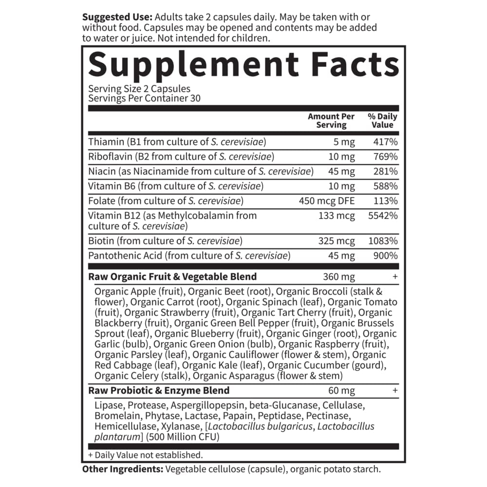 Garden of Life Vitamin Code Raw B-Complex, 60 Vegan Capsules