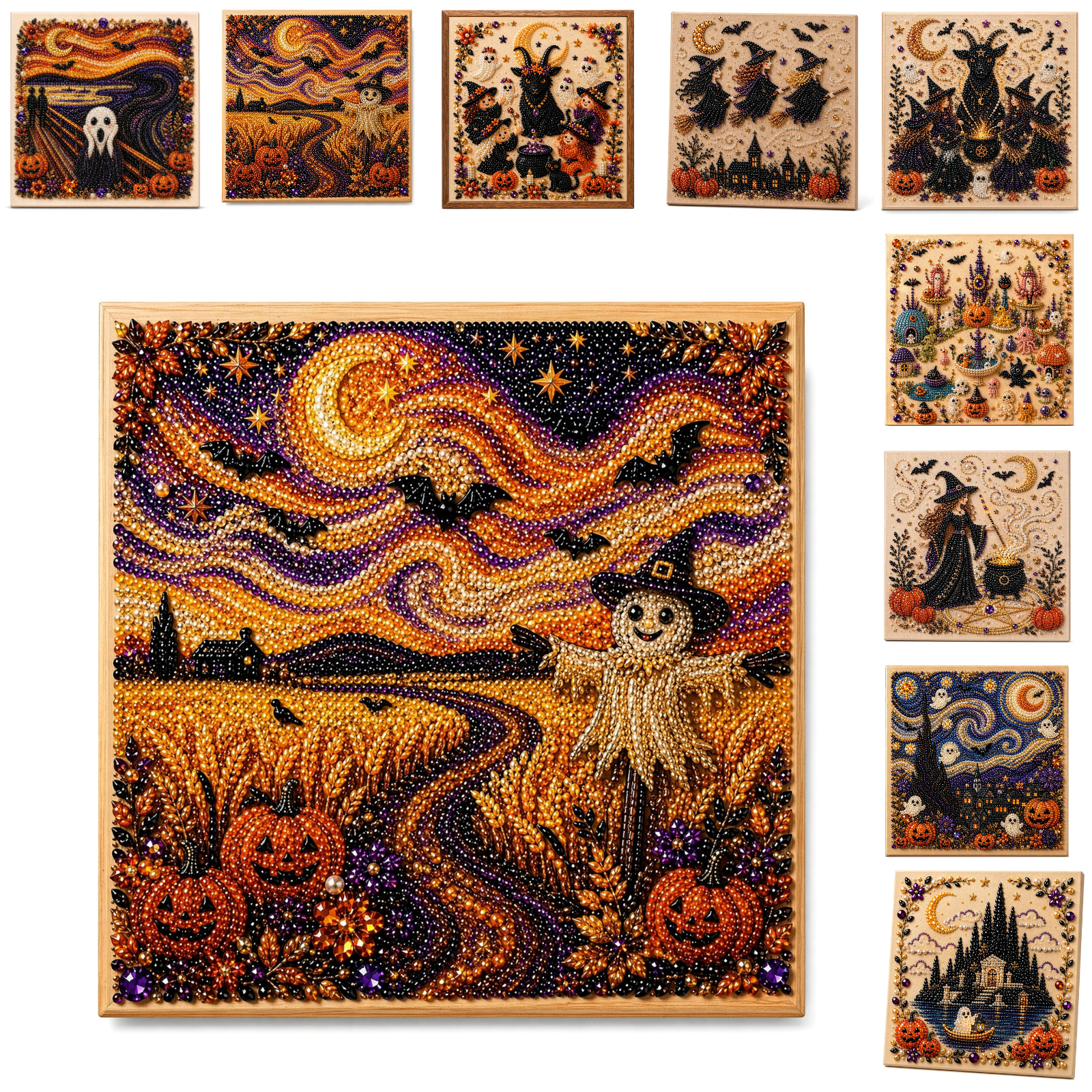 Halloween Pearl Art DIY Kit Cute Spooky 3D diamond art kits for adults beginner Floating Ghost Painting 4-Step Easy Craft Office Halloween Decor Handmade Seasonal Gifts G
