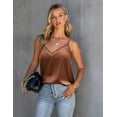 thumbnail image 4 of Oudiya Silk Tank Top for Women Mesh V Neck Satin Camisole Silky Sleeveless Tank Cami Shirt, 4 of 8