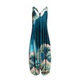 thumbnail image 3 of Women Boho Overalls Plus Size Summer Fashion Jumpsuit Loose Fit Rompers Floral Printed Baggy Bohemia Wide Harem Pants Dark Blue 3XL, 3 of 4