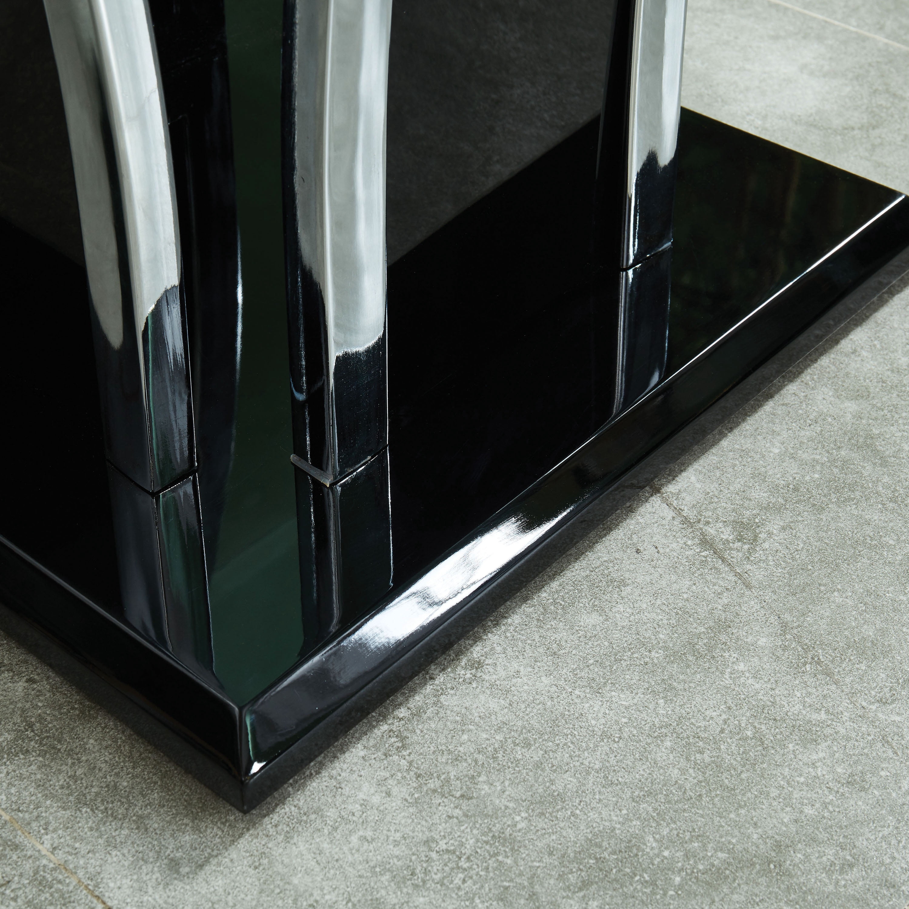 Furniture of America Julu Glass Top End Table, Glossy Black