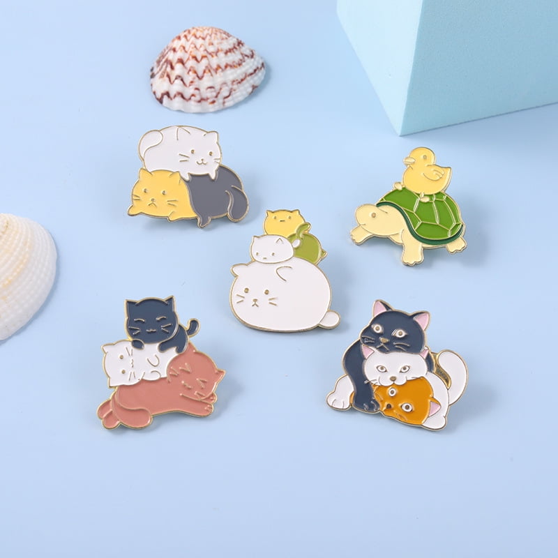 Broche émail Multicolore 5 Oiseaux – Cadeau Rétro, Accessoire Femme