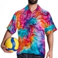 thumbnail image 4 of tie dye1 Men's Casual Poplin Button Down Short Sleeve Hawaiian Beach Shirt, 4 of 6