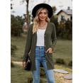 thumbnail image 7 of Chiclily Women's Fall Cardigan Lightweight Soft Knit Cardigan Army Green XL Long Sleeve Open Front Coat with Pockets, 7 of 7