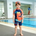 thumbnail image 2 of TBWNWG Boys Long Sleeve Thermal Dinosaur Rash Guard Swimwear With Sun For Kids, 2 of 4