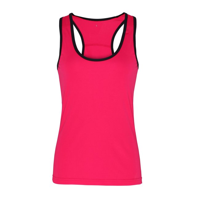 Tri Dri - Camiseta sin mangas deportiva con panel para mujer (Rosa/negro)