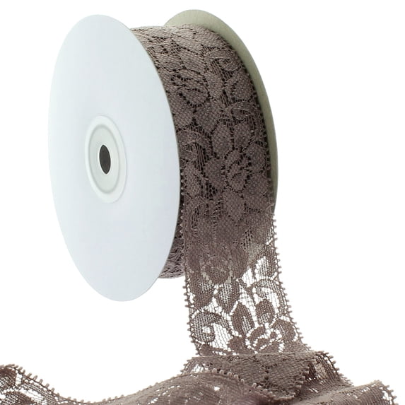 Ribbon Traditions 1.5" Stretch Elastic Lace Trim Cocoa 25 Yards