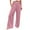 Pink, variant on YUGYXL High Elastic Waist Linen Pants for Women Button Up Palazzo Pants with Pockets Summer Lightweight Wide Leg Pants Sky Blue S