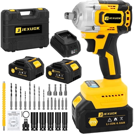 21V Compact Cordless Impact Wrench Set, 1/2" 450Ft-lbs Power Impact Gun Kit