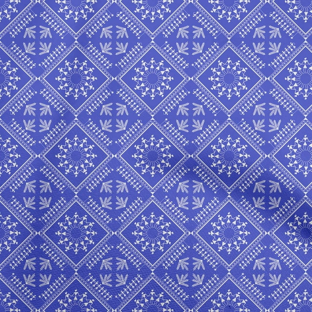oneOone Georgette Viscose Blue Fabric Asian Floral Block Sewing Craft Projects Fabric Prints By Yard 42 Inch Wide
