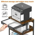thumbnail image 3 of POAO Extra Large Printer Stand with Drawer, 5-Adjustable Heights 3 Tier Printer Table with Wheels, Rolling Printer Cart with Storage Shelf, 3 of 9