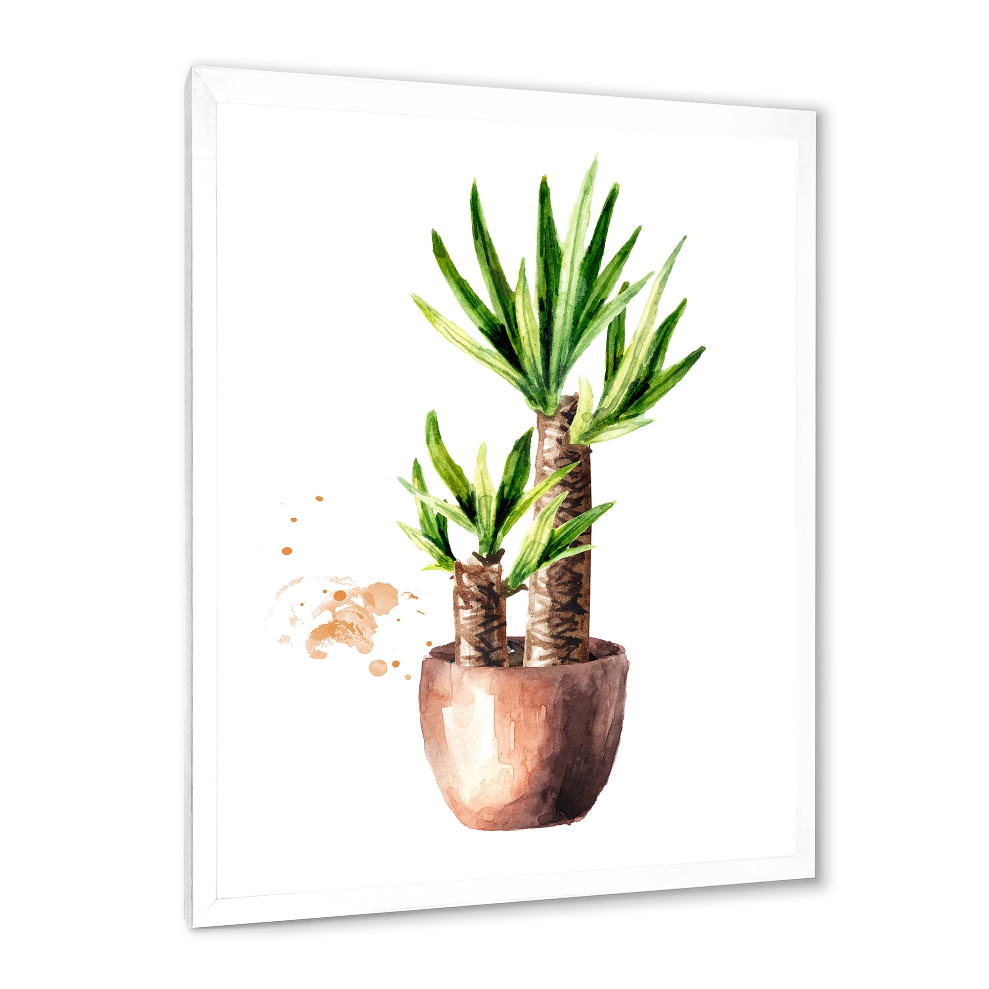 Designart 'Yucca Tree In The Ceramic Flower Pot On White' Traditional Framed Art Print