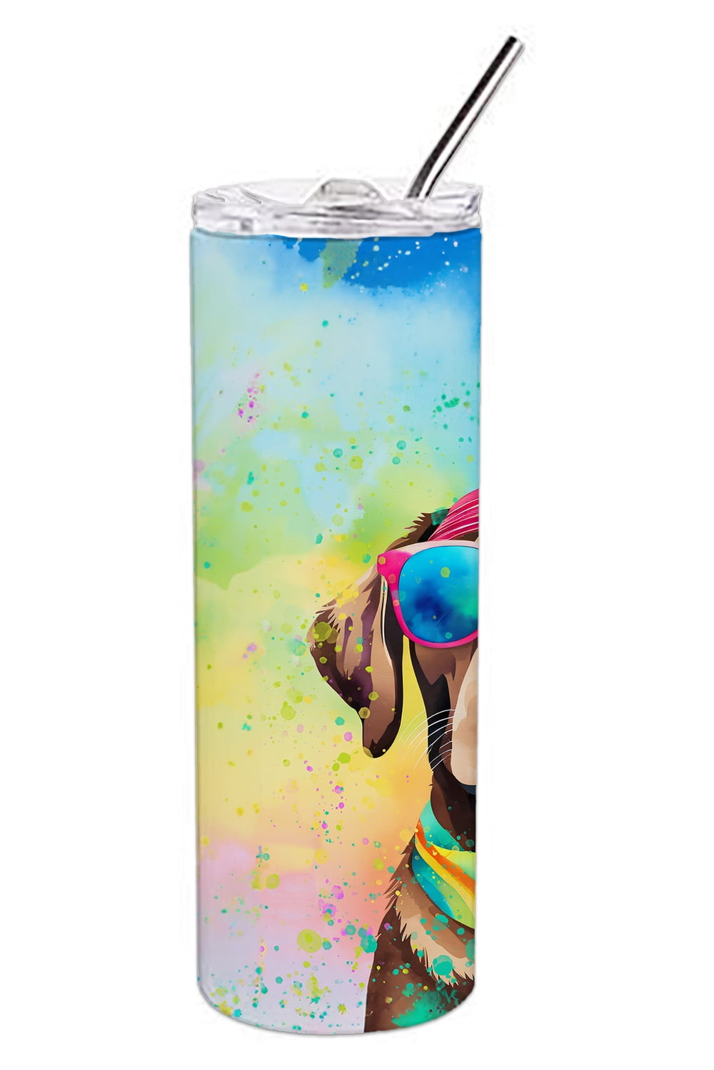 Chocolate Labrador Hippie Dawg Stainless Steel Skinny Tumbler 3 in x 8.25 in