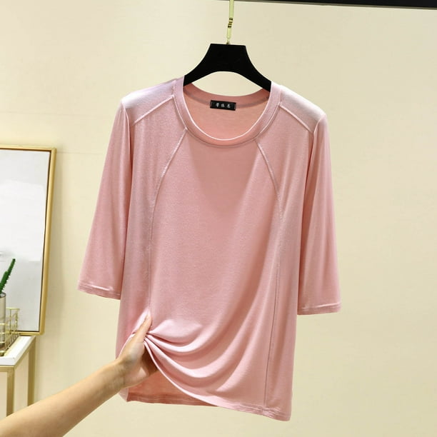 mfyjkho Tops Para Hacer Ejercicio, Camisa De Manga Larga De Color Liso Con Cuello Interior Informal Para Mujer Tops Para Hacer Ejercicio Xl