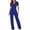 Blue, variant on jovati Womens Wide Leg Pants Women Strappy Waist Up Short Sleeved Jumpsuit with Solid V-Neck Wide Leg Pants Wide Leg Pants for Women Wide Leg Jumpsuits for Women