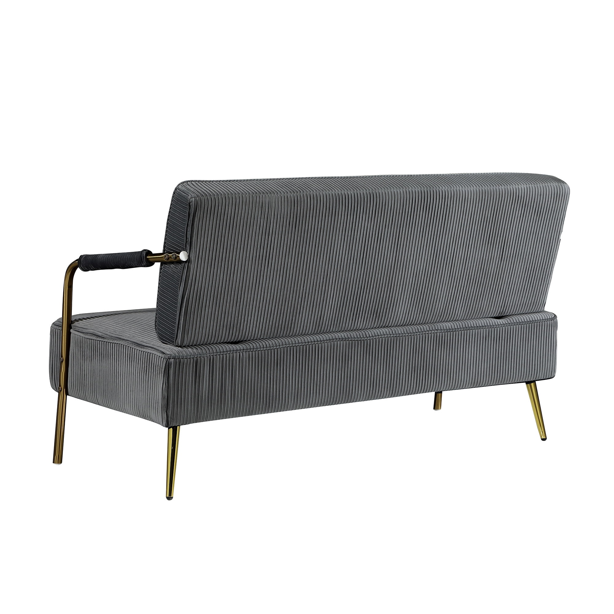 Resenkos Modern Velvet Fabric Sofa Upholstered Loveseat Couch, Gray