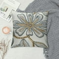thumbnail image 2 of Jacquard Tropical Leaf Pattern Throw Pillow Covers Decorative Pillowcase 2,Blue Cream, 2 of 5