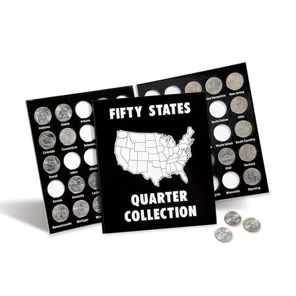 Current Collector 50 States Quarter Album - Hardcover Coin Holder & Display
