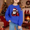 thumbnail image 2 of PMVFHDE Chandail à Capuchon et Chandails en Molleton pour Filles Imprimé Manches Longues Col Rond avec Poche Chandail Confortable Doux Décontracté pour Enfants Saison des Fêtes Bleu, 6-12 Mois, 2 of 4