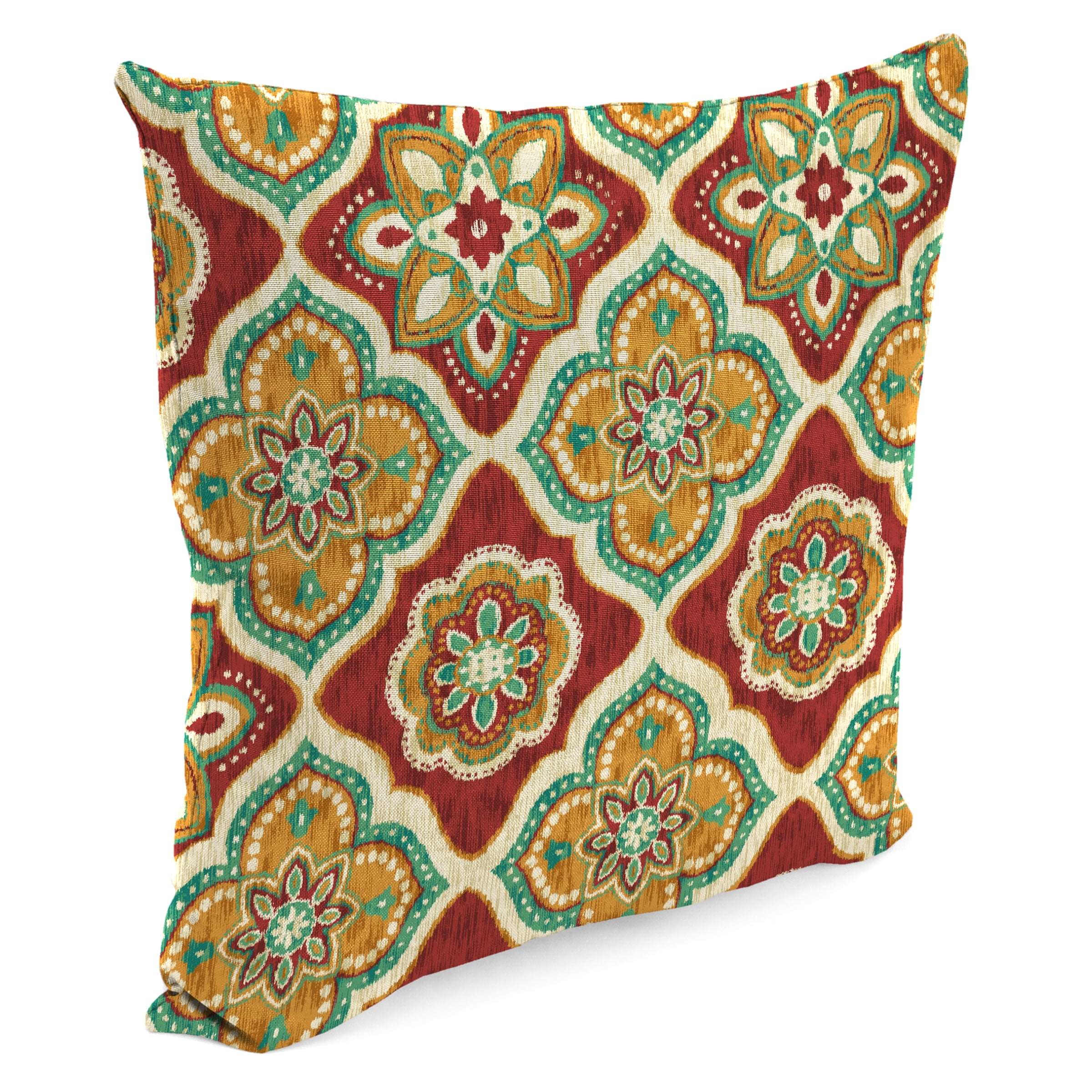 Jordan Manufacturing 16" x 16" Adonis Jewel Crimson Medallion Square Outdoor Throw Pillow (2 Pack)