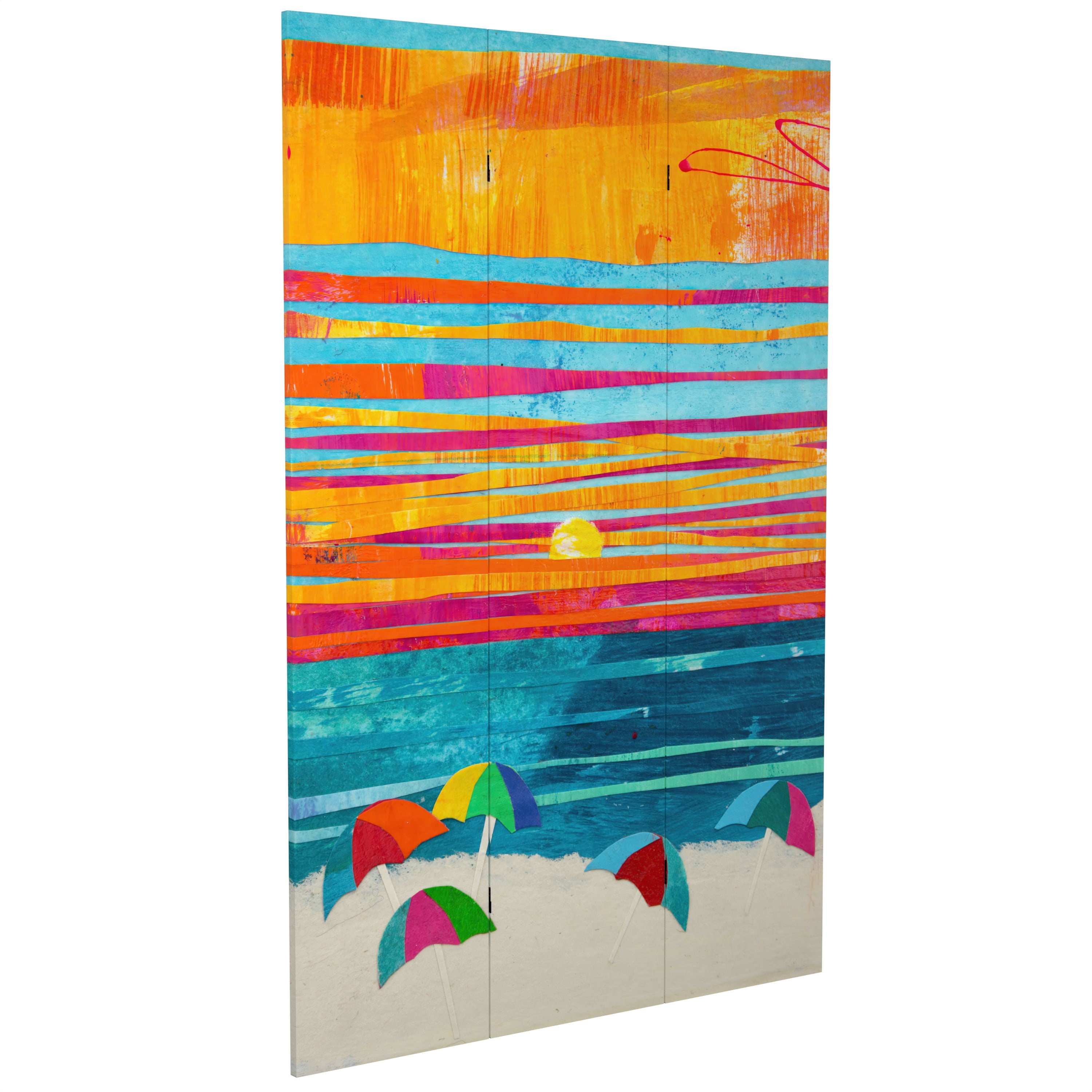 6 ft. Tall Double Sided Sunlit Tides Canvas Room Divider