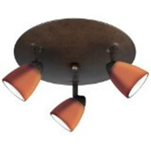 Cal Lighting SL-954-3R-RU-LA Éclairage de Piste&44; Verre Ambré et Rouille - Rond