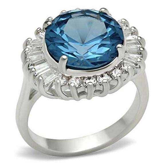 Alamode SS003-8 Women Silver 925 Sterling Silver Ring with Synthetic in London Blue - Size 8