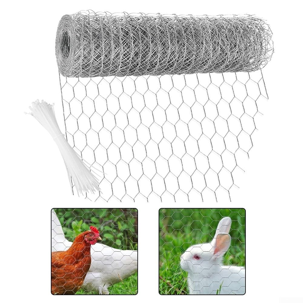 Chicken Wire Mesh,Poultry Wire Netting,1" Hole Size Hexagonal Galvanized Chicken Wire Mesh Fencing,Outdoor Anti-Rust Garden Animal Barrier Fence for Chicken Coop Barrier Rabbit Cage(13.7"×118")