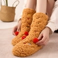 thumbnail image 5 of Oksale Fuzzy Socks for Women Non Slip Christmas Floor Socks Casual Soft Comfy Slouchy Holiday Stocking Brown Free Size, 5 of 8