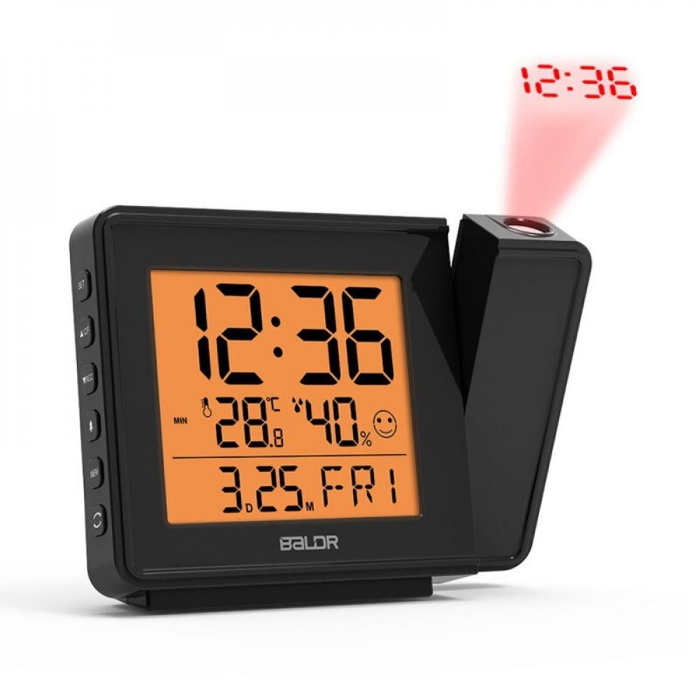 Solar Powered Outdoor Temperature Atomic Alarm Clock w LCD Time Wall Projection 