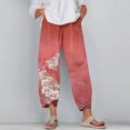 thumbnail image 2 of Wangmeiwg Pants For Women Fashion Wide Leg Capris Womens Summer Cropped Pants Beach Elastic Waist Baggy Crop Trousers Dress Pants for Women Business Casual High Waist, 2 of 4