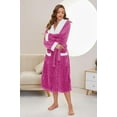 thumbnail image 3 of U2SKIIN Womens Fleece Hooded Robes, Long Plush Soft Thicker Fluffy Bathrobes,(Rose,2XL-3XL), 3 of 5