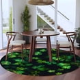 thumbnail image 3 of Large Round Rug 8Ft Washable Non-Slip, St. Patrick's Day Circle Area Rugs for Living Room Bedroom, Vintage Rustic Spring Green Lucky Leaves Indoor Floor Mats Carpet Runner for Home Decor, 3 of 8